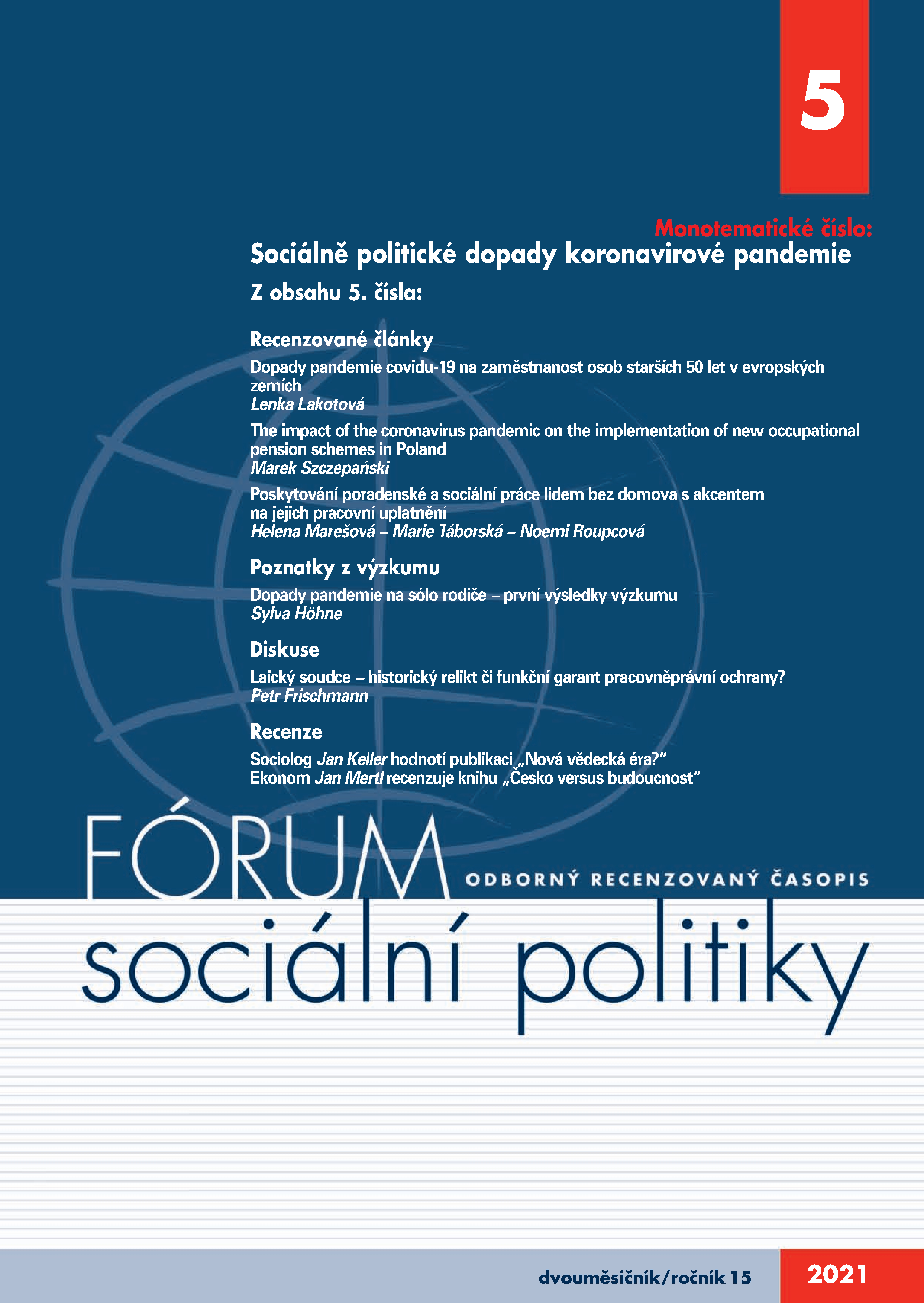 Vyšlo 5. číslo časopisu Fórum sociální politiky: k sociálně politickým dopadům koronavirové pandemie