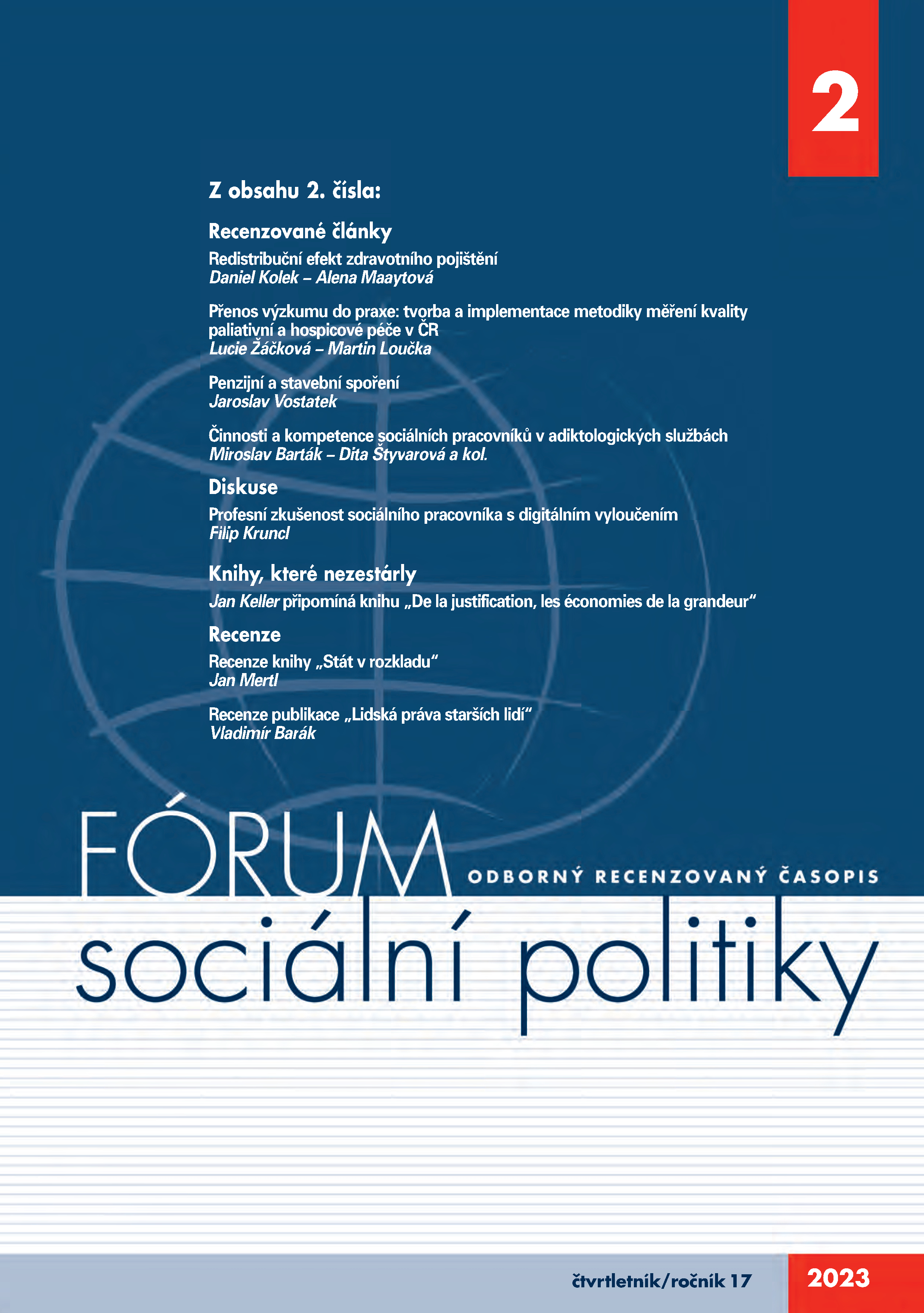 Vyšlo 2. letošní číslo časopisu Fórum sociální politiky