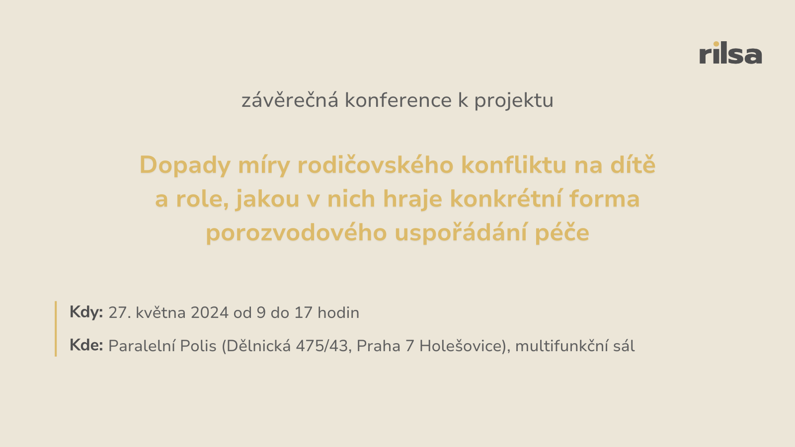 Pozvánka na konferenci o dopadech rodičovských konfliktů na děti