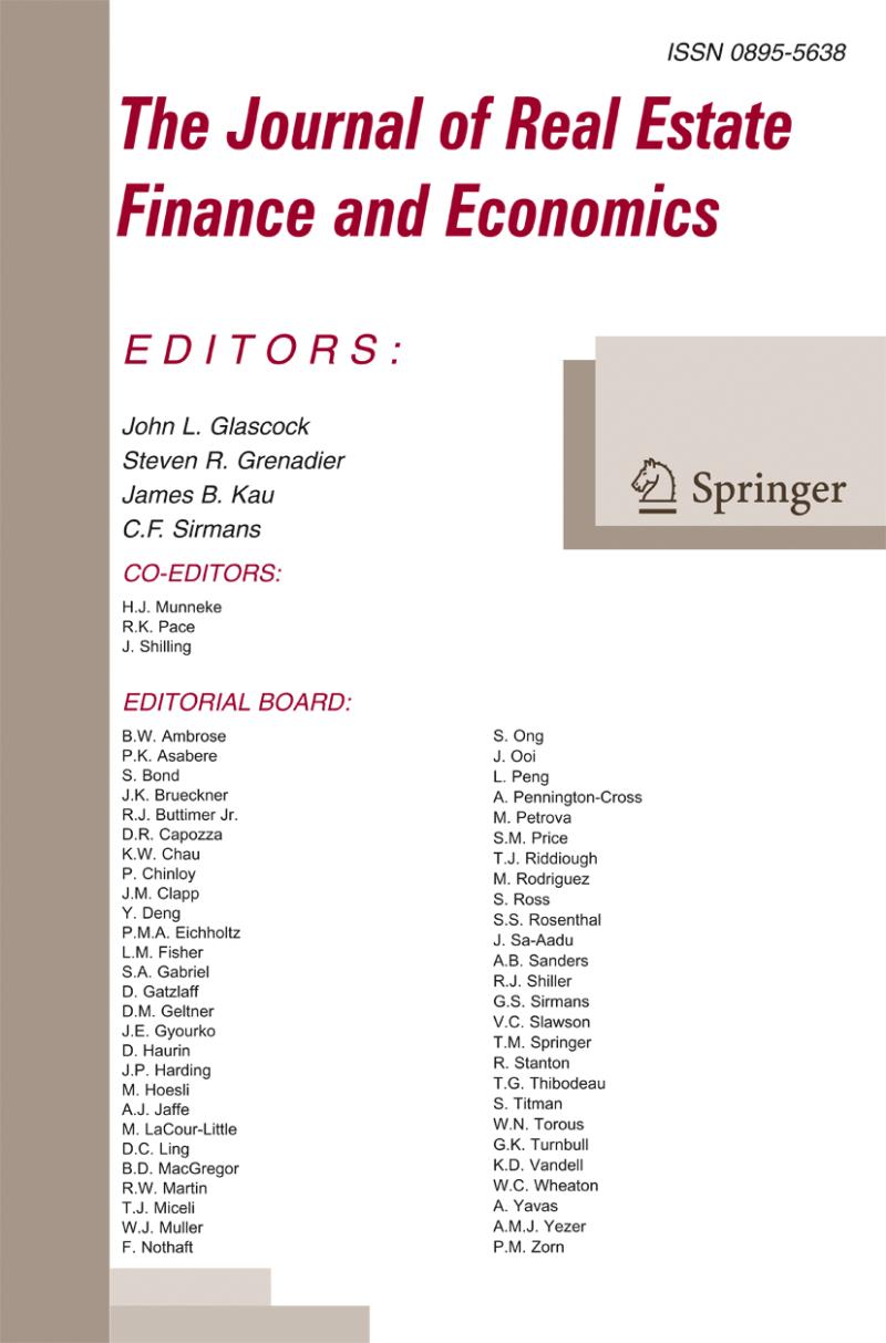 A new article by a RILSA researcher published in the Journal of Real Estate Finance and Economics