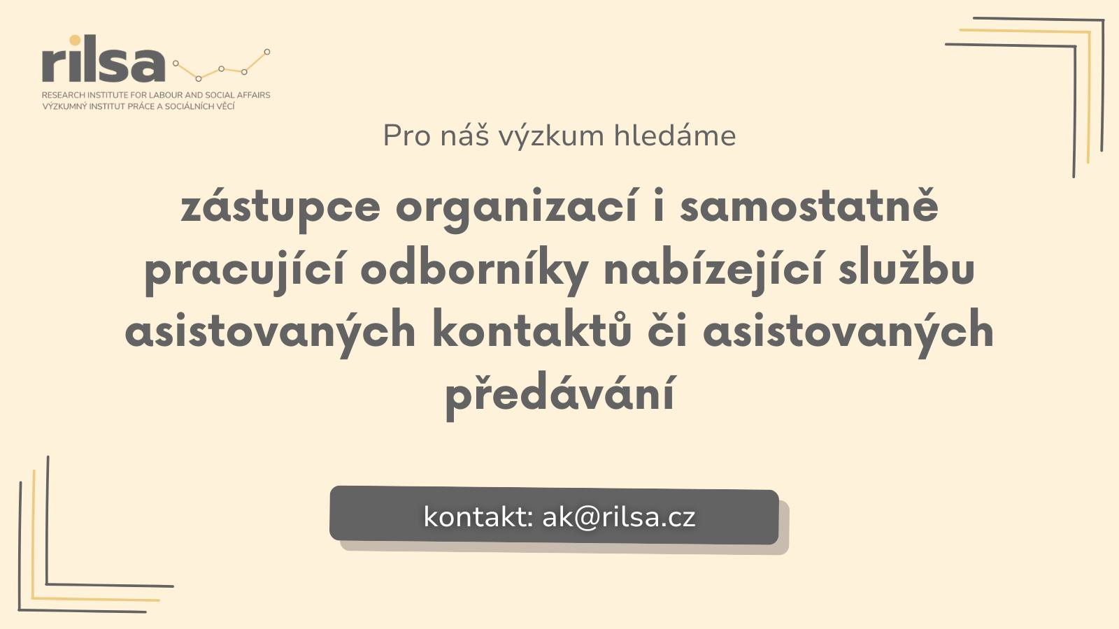 RILSA hledá respondenty z řad poskytovatelů asistovaných kontaktů