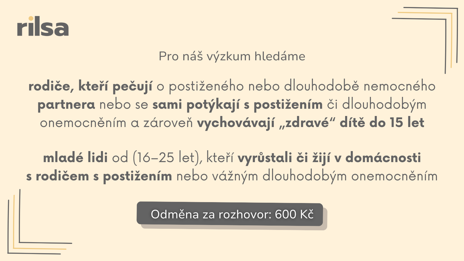 RILSA nadále hledá respondenty z řad neformálních pečujících