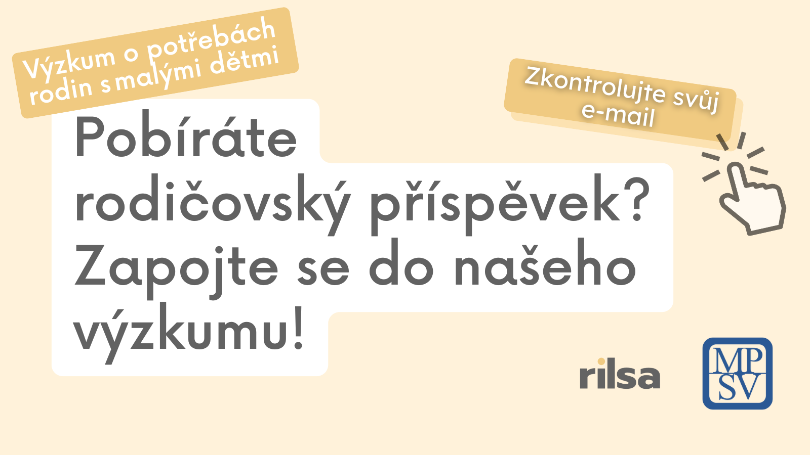 Zúčastněte se výzkumu životních podmínek a potřeb rodin s malými dětmi