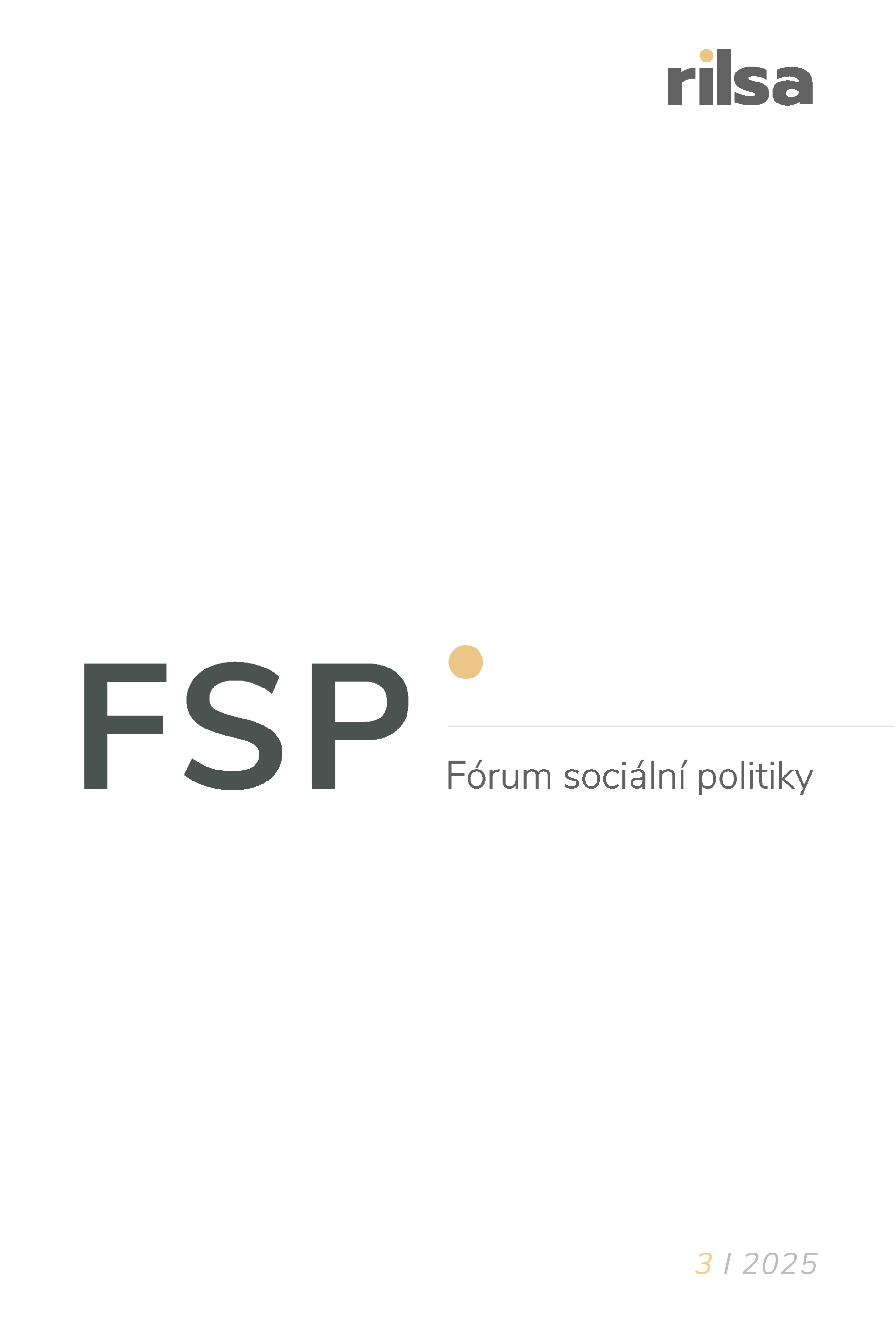 3. letošní číslo časopisu Fórum sociální politiky