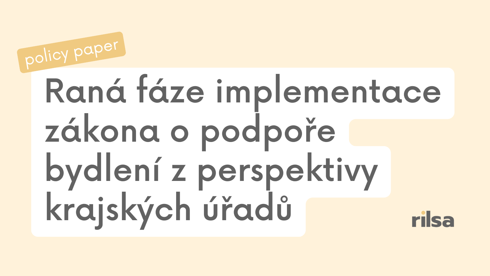 Nový policy paper: k implementaci zákona o podpoře bydlení