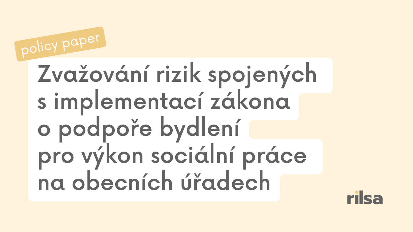 Nový policy paper RILSA k implementaci zákona o podpoře bydlení
