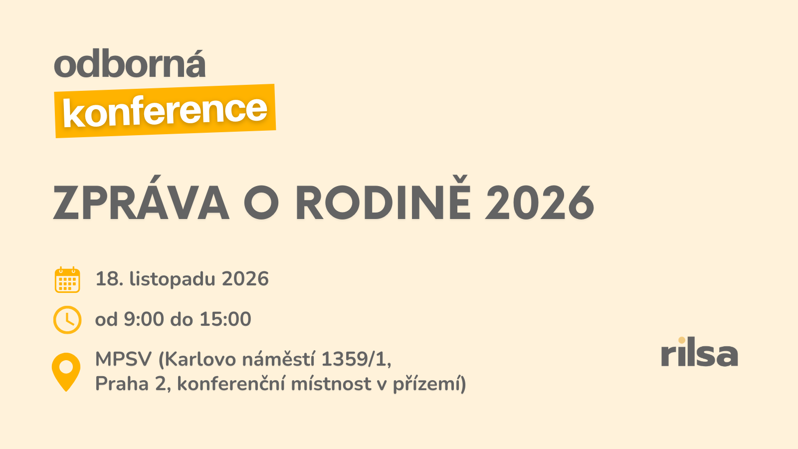 Pozvánka na konferenci k projektu Zpráva o rodině 2026